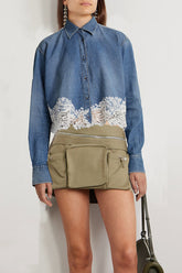 BLUE DENIM SHIRT WITH LACE